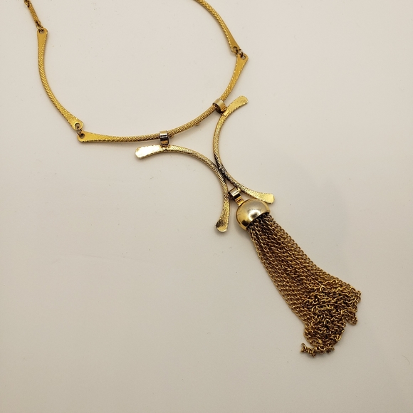 Sarah Coventry Gold Tone Adjustable Tassel Necklace Vintage 70s 80s - Picture 4 of 7